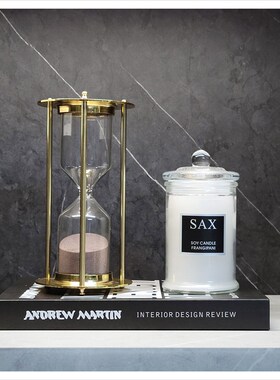 现代样板间玄关客厅简约软装家居饰品沙漏陶瓷玻璃道具摆件ZH2641