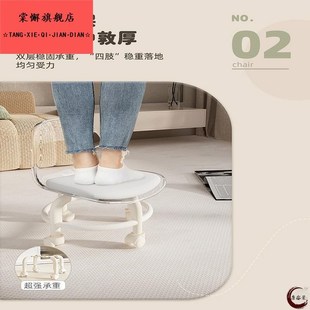 万向轮小凳子软座滑轮矮凳带娃儿童椅子靠背透明圆凳家用美缝板凳