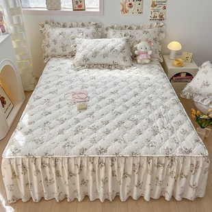 夹棉床裙单件四季 公主风遮丑加厚防滑花边床罩套 通用2024新款 韩式