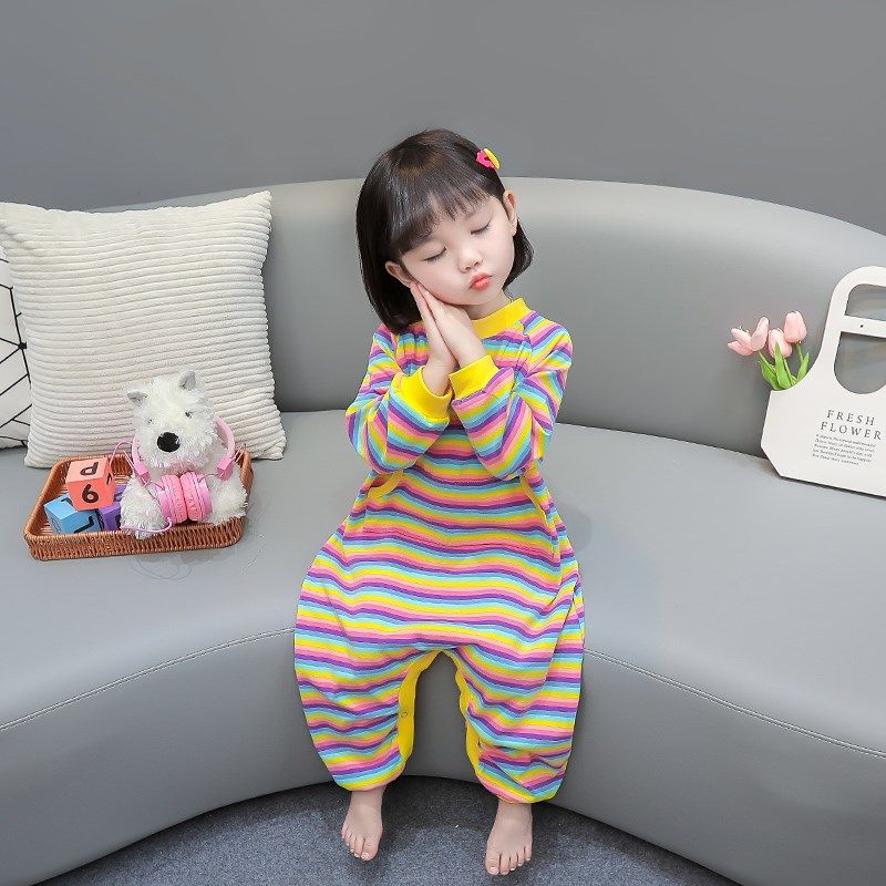 女童连体睡衣0春秋款2纯棉女孩睡袋1岁婴儿宝宝睡袋秋冬季家居服3