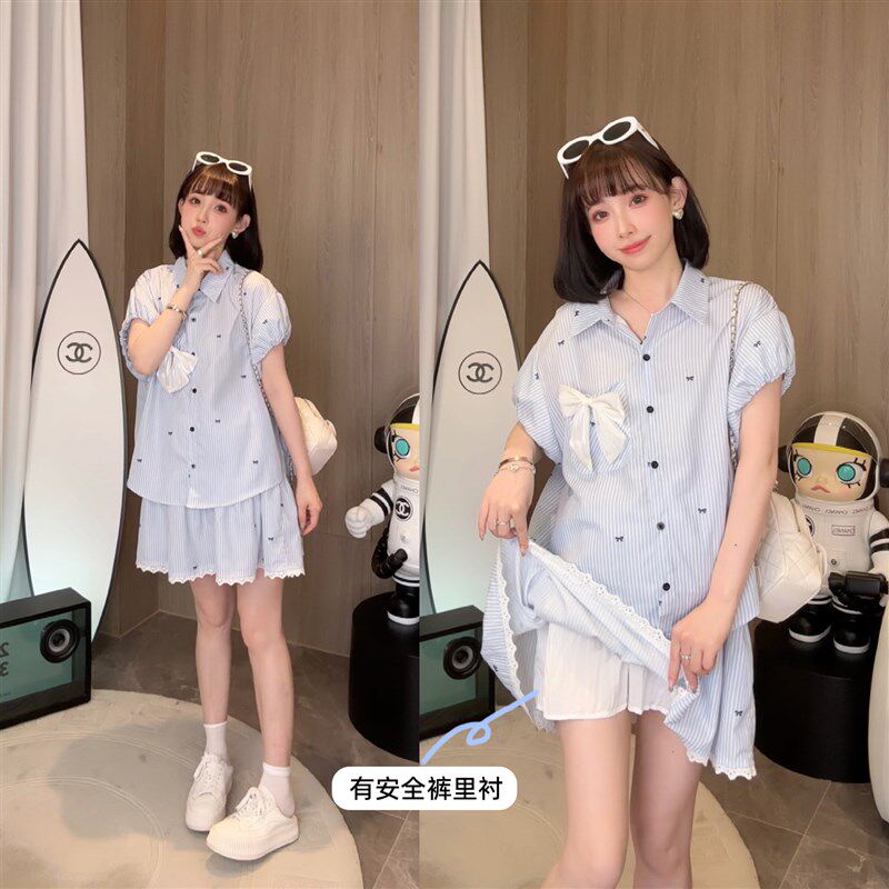 【西岛少女】娜娜的孕期穿搭孕妇装夏季装两件套洋气短袖裙裤套装