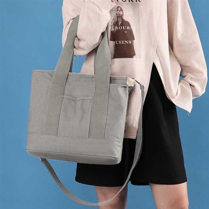 外出千层帆布单肩手提斜挎包大容量学生多隔层通勤包外出小拎包女
