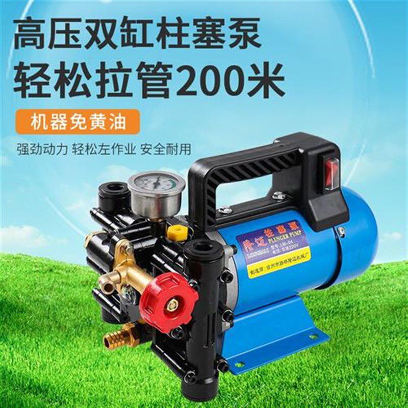 手提式打药b机农用电动果树喷雾器12V48V60V220伏高压双缸柱塞泵