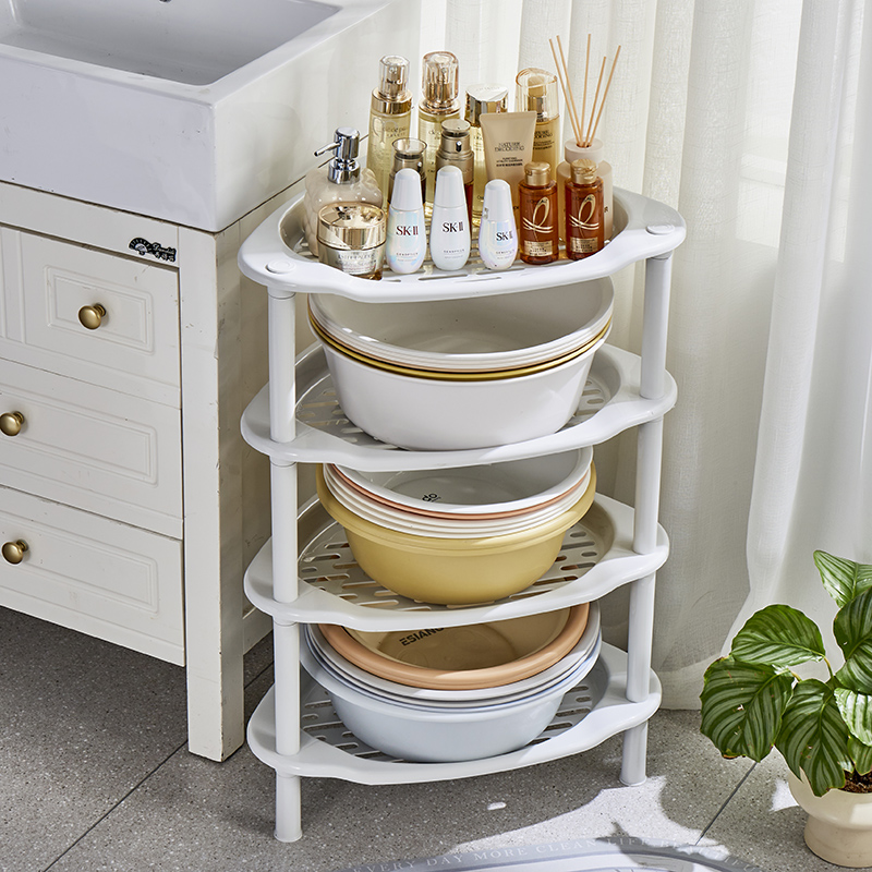 浴室洗脸盆架塑料阳台三角架卫生间防水桶置物架转角收纳架落地式