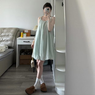 小个子海边度假穿搭吊带连衣裙子女夏季2025新款高级感短裙花苞裙