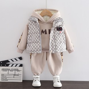 童装男童冬季套装婴幼儿童帅气冬装宝宝洋气韩版加绒加厚三件套潮