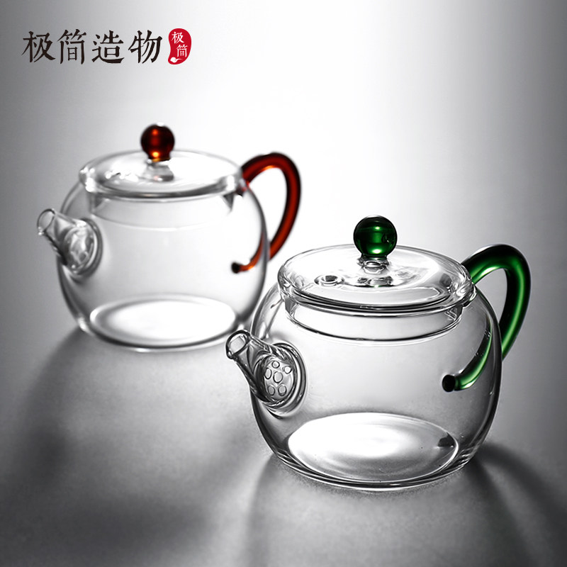 顶珠玻璃小壶迷你泡茶壶小号功夫茶具一人用单壶迷W你红茶泡彩把