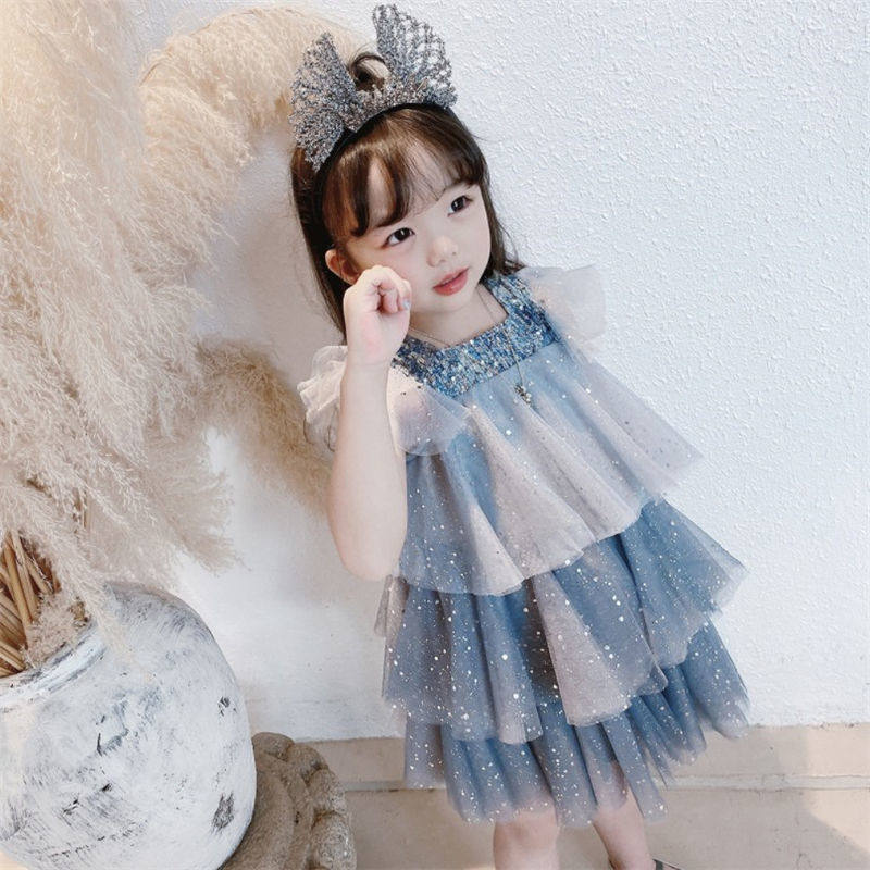 儿童洋派2023夏季女童公主裙蓬蓬纱网纱裙宝宝仙女裙网红洋装潮