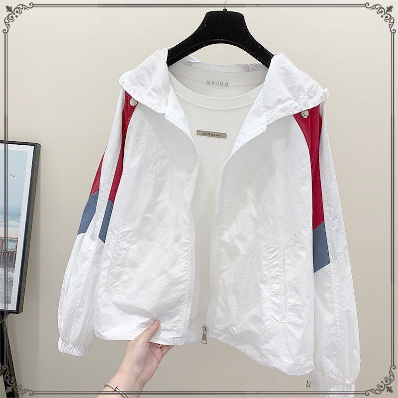 单层透气时尚韩版初中生女夏装学生薄款防晒衣外套洋气夹克学院风