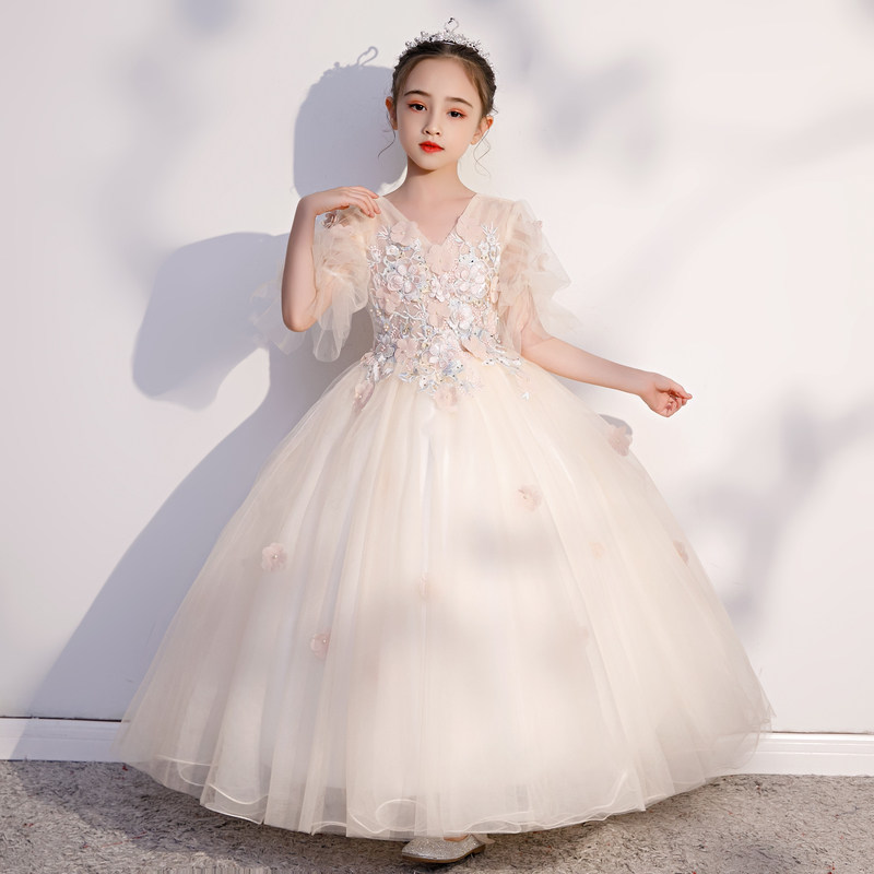 儿童晚礼服公主蓬蓬裙钢琴演出服女童婚纱花童生日写真摄影连衣裙