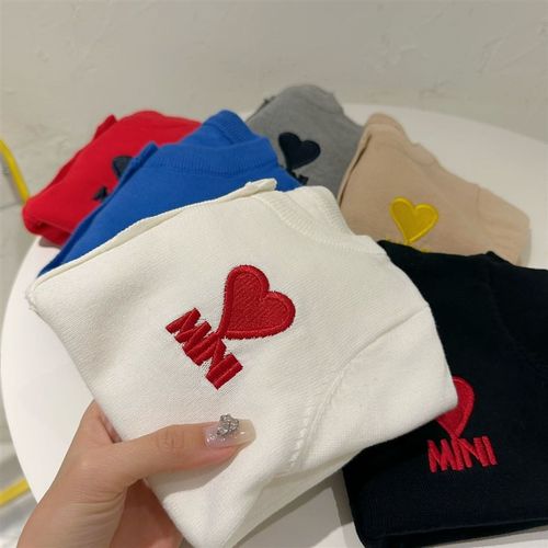 男童女童春秋爱心开衫儿童羊绒针织衫亲子装宝宝休闲外套纯棉毛衣