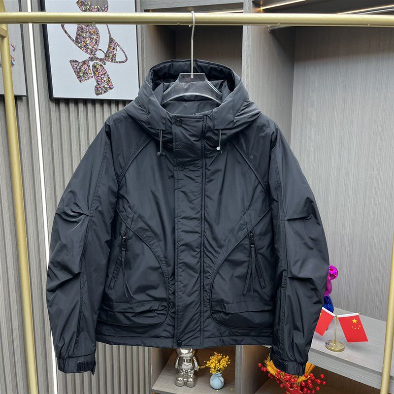 秋冬新款男士工装连帽棉衣男拉链口袋冲锋衣棉服男休闲薄棉外套男