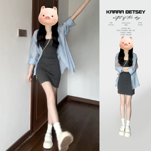 2024新款小个子穿搭一整套吊带连衣裙子女夏季高级感短裙两件套装