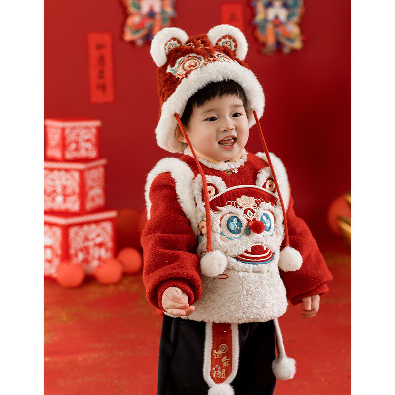 男童拜年服2025新年蛇年新款冬装儿童国风新年装唐装宝宝周岁礼服