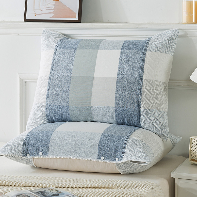 卡扣枕巾纯棉一对装冬带扣新款纱布枕头套巾40Px60枕头巾防头油