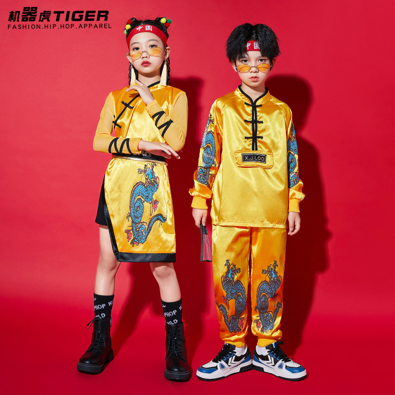 儿童演出服小学生运动会班服幼儿园中国风旗袍走秀男童合唱表演服