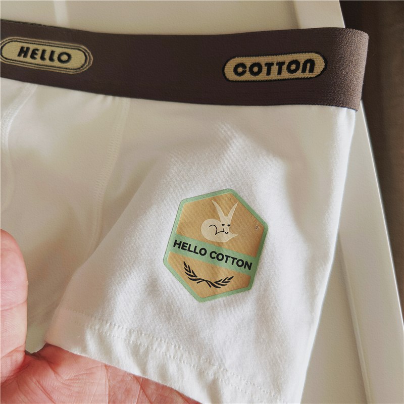 高端男士内裤男生纯棉透气平角裤个性潮流白色四角裤韩版运动短裤