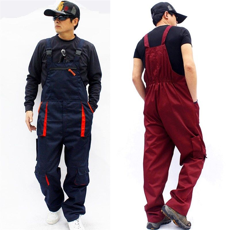 连体劳保背带裤男汽修工程工作服结实宽松加肥加大码休闲工装长裤