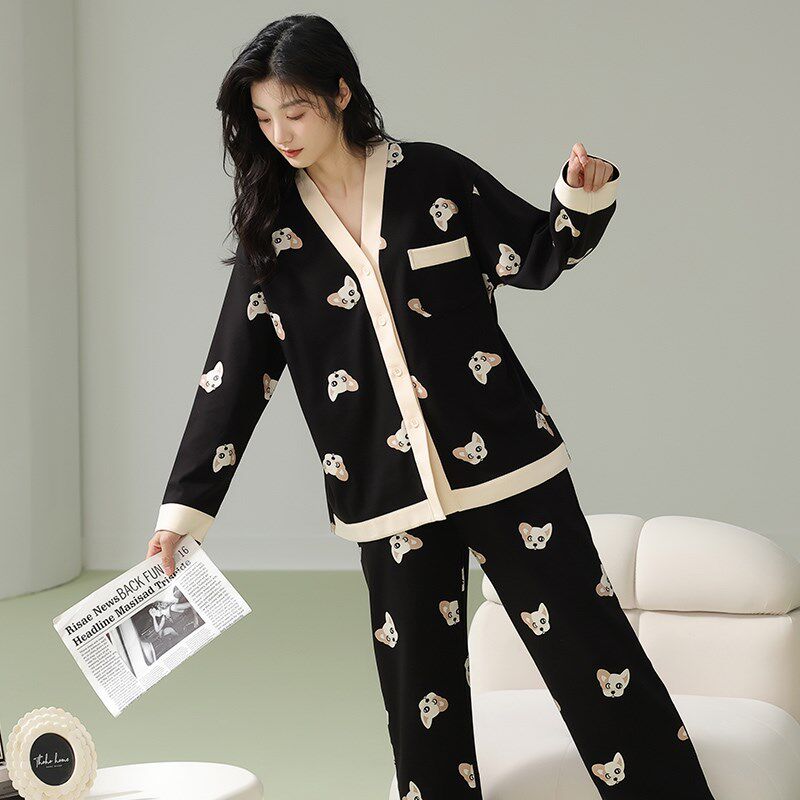 睡衣女款春秋季纯棉长袖开衫和服套装秋冬天日系女士可外穿家居服