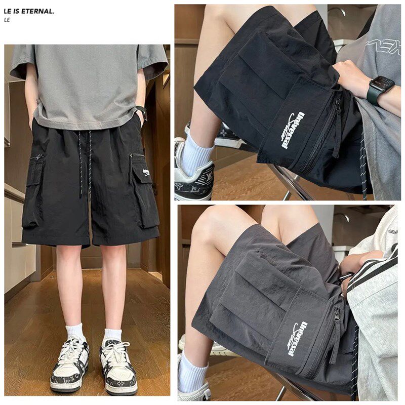 夏季潮流男大儿童短裤运动五分裤2024新款青少年宽松高初中学生五