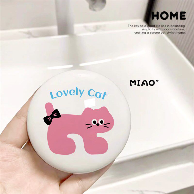 粉色小猫洗脸盆漏水塞浴室陶瓷y洗脸盆下水器创意洗脸盆下水器配