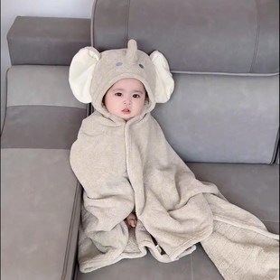 浴巾儿童专用大童加厚加大纯棉a类斗H篷宝宝带帽子浴袍吸水不掉毛