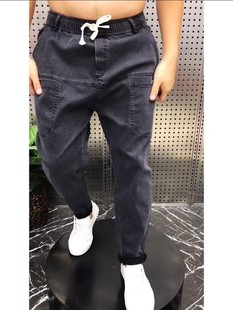 青少年六兜休闲裤 19308秋季 百搭弹力宽松直筒裤 老爹牛仔裤 男 时尚