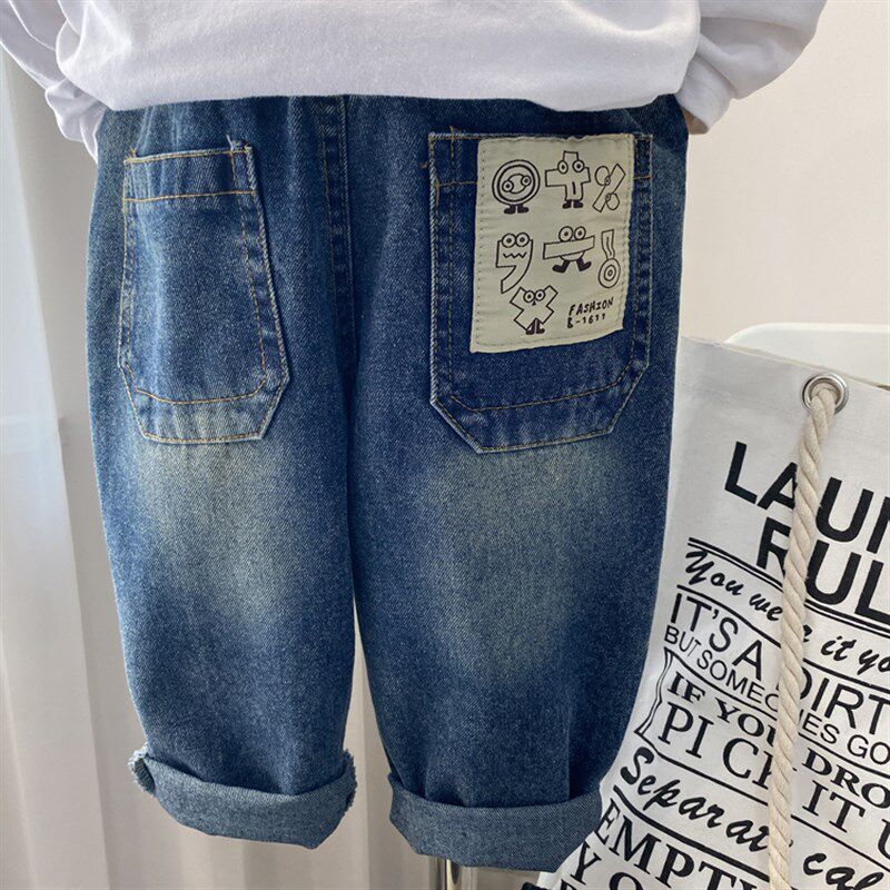 男童裤子春秋款2024新款儿童春装软牛仔裤男孩宝宝潮帅气中童小童