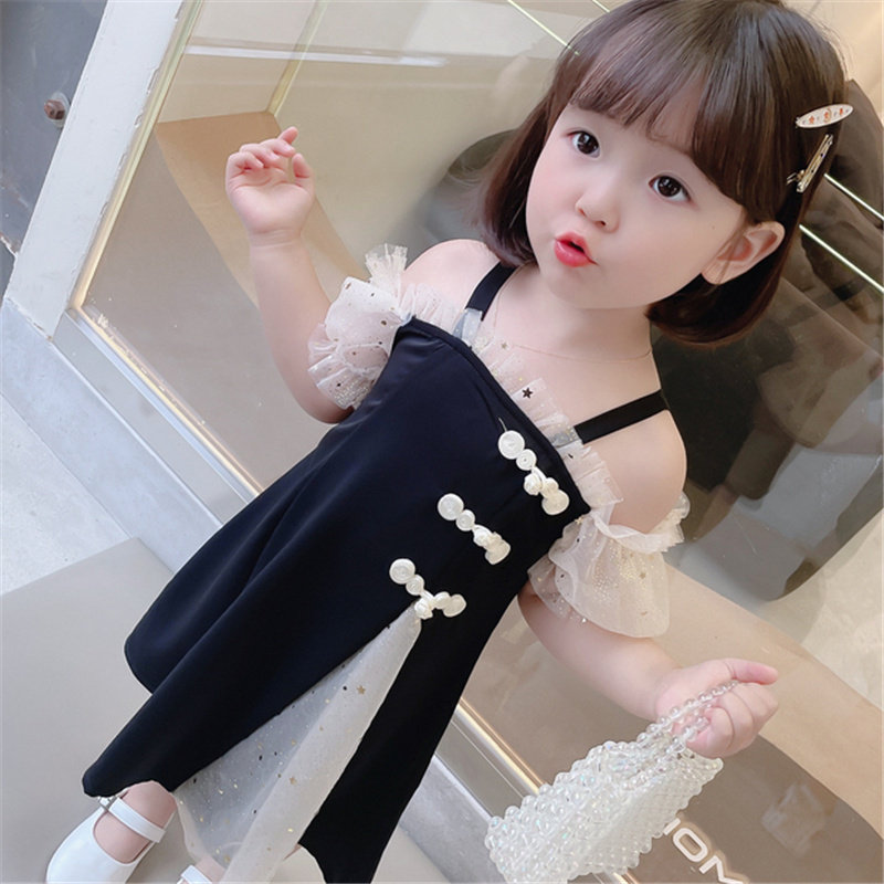 女童拼接吊带连衣裙夏装2023新款洋气女J宝网纱公主裙小女孩旗袍,童装/婴儿装/亲子装,连衣裙,淘宝优惠券,粉丝福利购,淘宝优惠卷