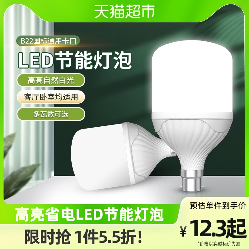 灯泡LED节能灯B22卡口球泡家用超亮照明电灯客厅卧室10W瓦白光