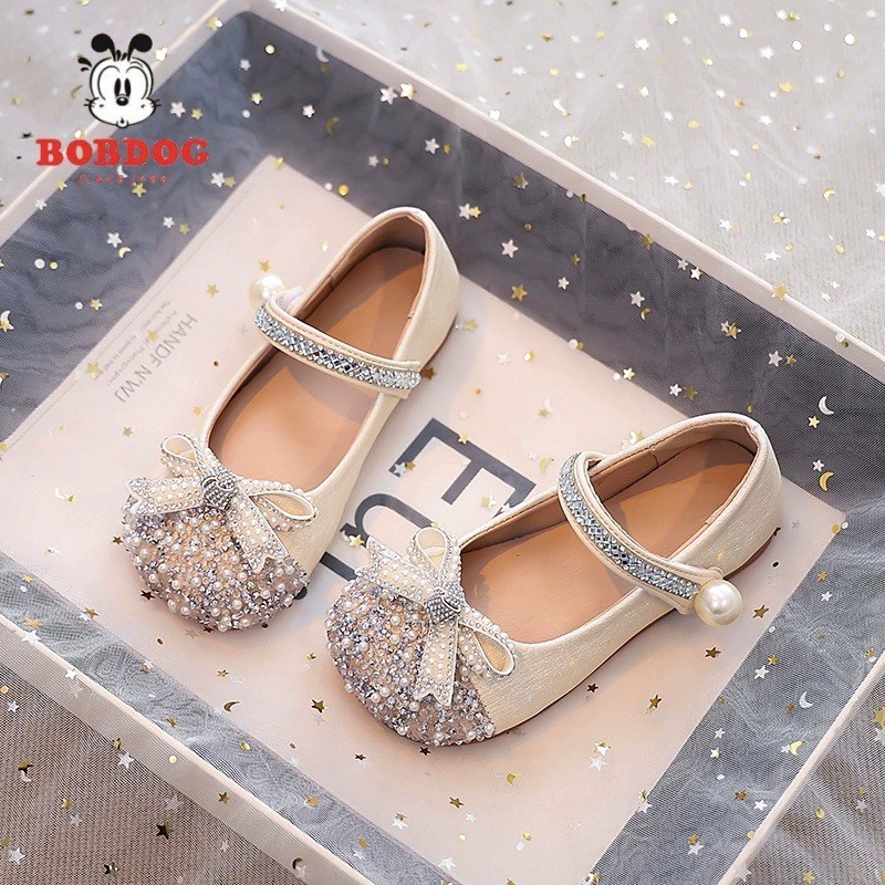 真皮女童水晶鞋2025春秋新款儿童公主鞋洋气小女孩单鞋软底小皮鞋