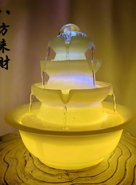 八方来财风水轮喷泉桌面流水w摆件循环水客厅招财小风水球开业礼