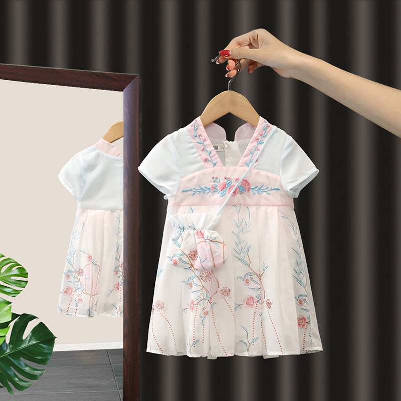 女童汉服连衣裙夏季新款中国风旗袍裙时尚网红洋气女宝宝裙子短袖