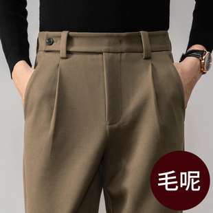 男裤 冬季 上班呢子小西裤 加厚毛呢裤 秋冬 子宽松q直筒磨毛休闲长裤