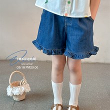 女童短裤2024夏季新款裤子女宝弹力牛仔裤儿童Q韩版宽松休闲5分裤