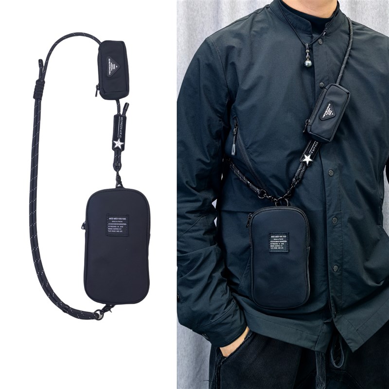 手机斜挎小包耳机包尼龙伞绳手机挂绳胸包背带运动轻便手机袋肩带