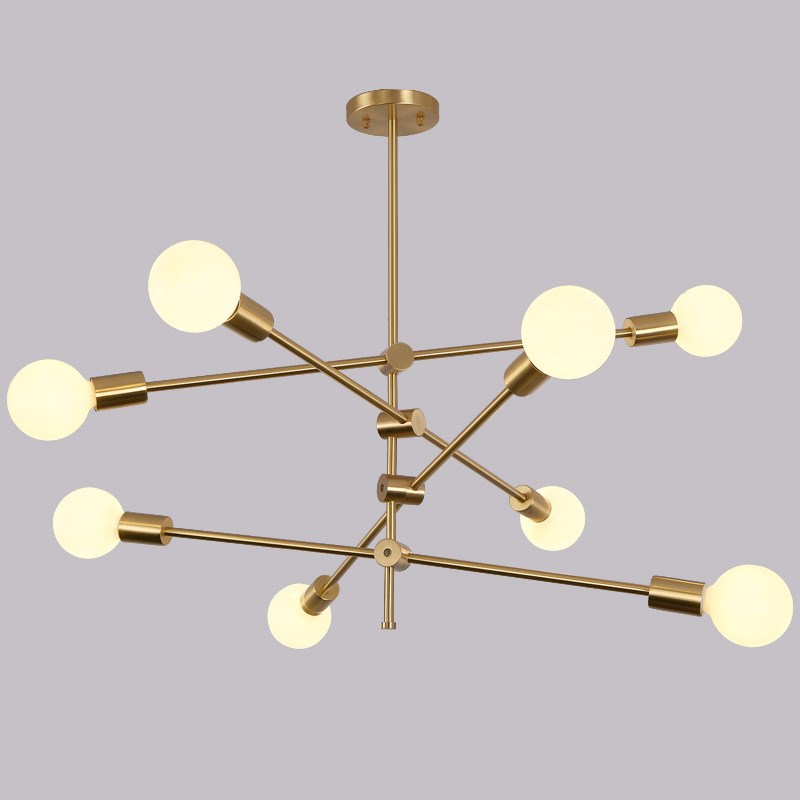 北欧灯具个性创意现代简约卧室餐厅网红线条分子魔豆客厅全铜吊灯
