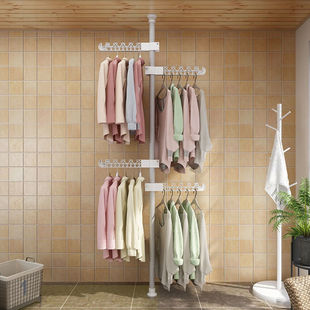 新款 衣架挂免打孔晾衣杆金 顶天立地挂衣架衣服挂架落地卧室立式