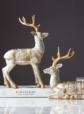 欧式鹿摆件e电视酒柜客厅新房家居装饰品结婚礼物卧室服装店工艺
