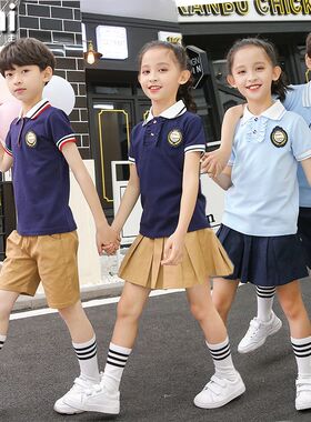 英伦风校服小学生套装夏装新款男女童大班毕业班服学院派幼儿园服