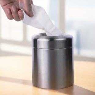 430桌面垃圾桶不锈钢创意卫生间抽纸巾盒家用客厅卷纸筒圆形迷你