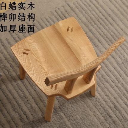 白蜡木实木餐椅复古中古风大板椅家用全榫卯结构结实耐用休闲椅