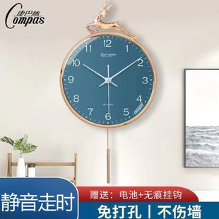 轻奢时钟 康巴丝北欧鹿头墙挂钟客厅家用创意大气现代简约钟表时尚