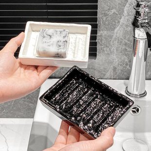 卫生间台面简约肥皂盒家用陶瓷肥皂盒沥水碟浴室洗手间创意香皂盒