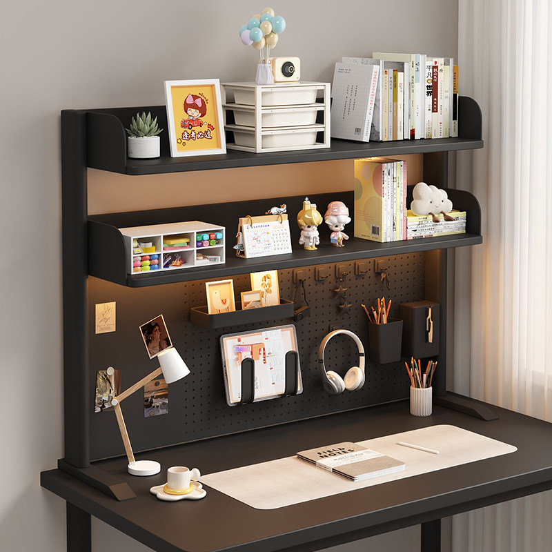 网红书桌收纳架子学生学习桌面置物F架电脑办公桌上多层洞洞板书