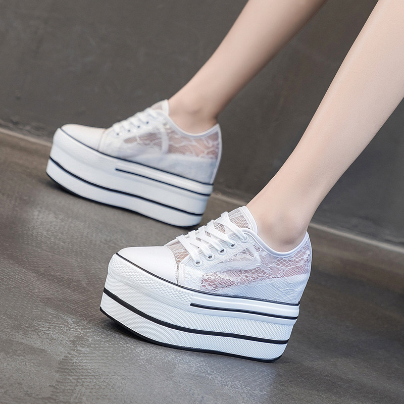 网纱鞋女内增高镂空小个q子休闲单鞋夏季超高跟10CM厘米厚底松糕,女鞋,深口单鞋,淘宝优惠券,粉丝福利购,淘宝优惠卷