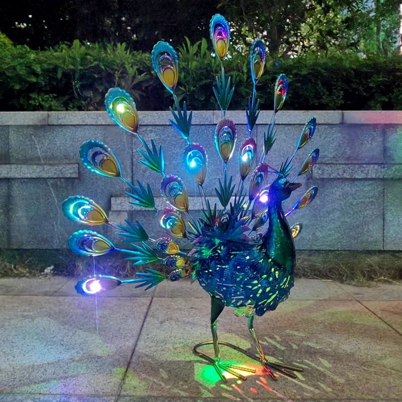 室外造景道具装饰太阳能灯闪烁花园户外铁艺动物摆件雕塑孔雀开屏,家居饰品,户外/庭院摆件,淘宝优惠券,粉丝福利购,淘宝优惠卷