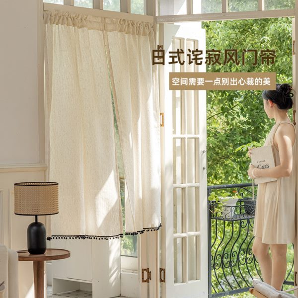 日式诧寂风门帘纱帘短帘棉麻亚麻隔断帘阳台飘窗客厅厨房卧室窗帘