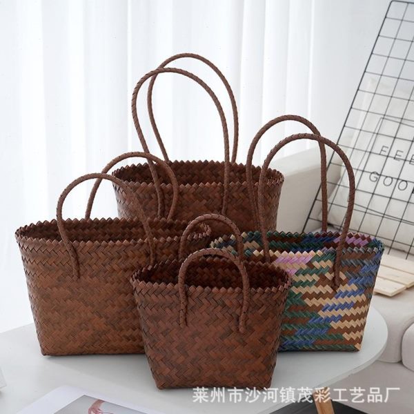 托女大容量编织小众包包女单肩手提藤编包包法式特大休闲草编菜篮