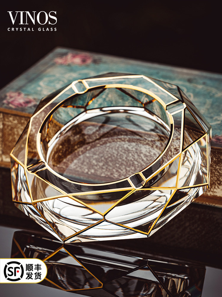 VINOS 高档客厅水晶玻璃雪茄烟灰缸轻奢创意家用高级感办公室烟缸